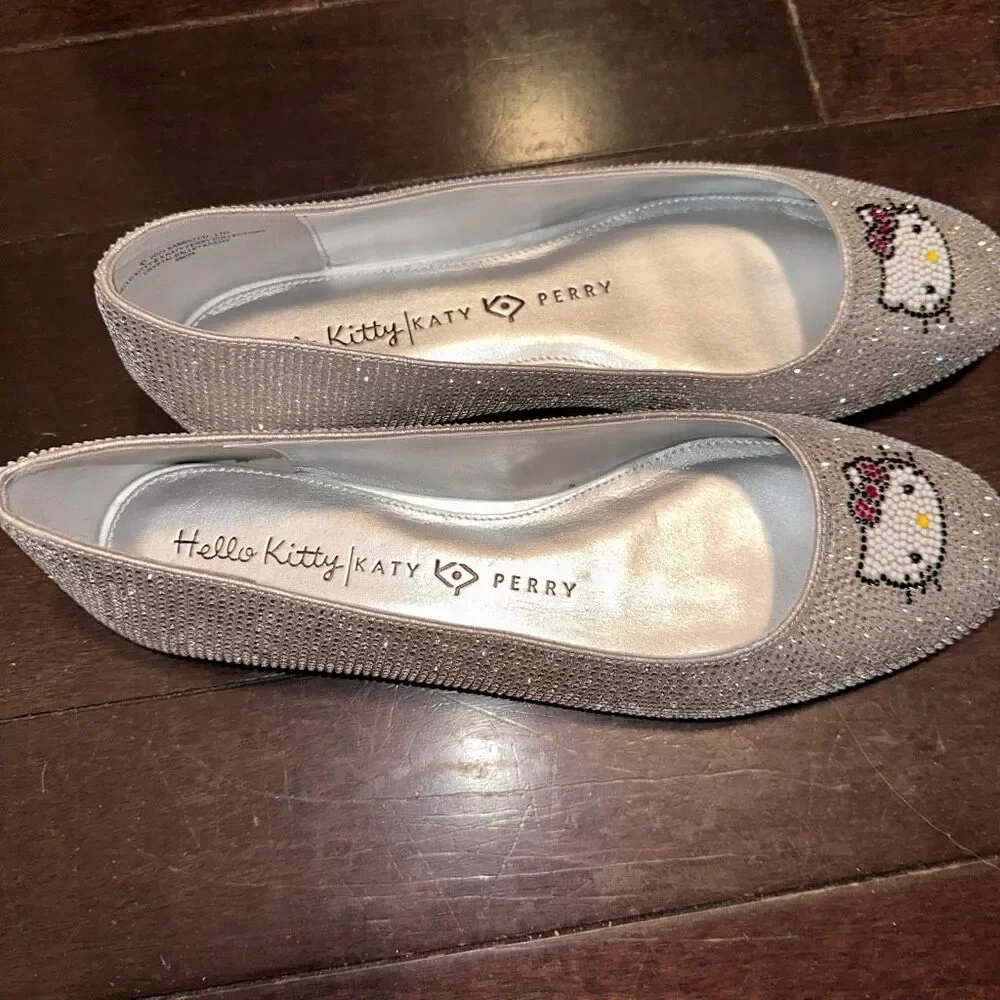 Hello Kitty x Katy Perry Rhinestone Crystal Ballet Flats Bling Shoes womens 9 NE